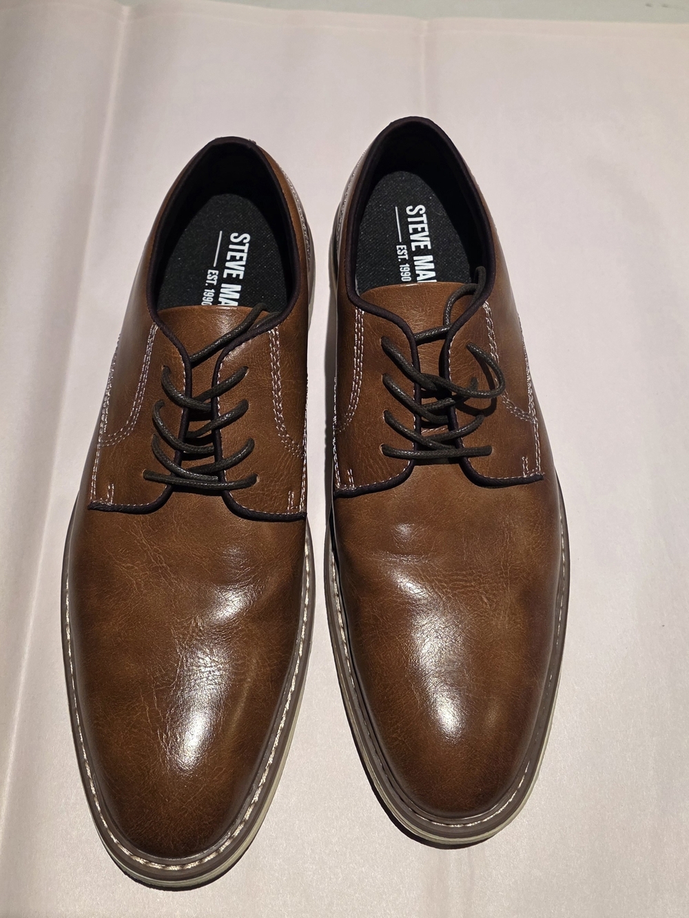 Steve Madden Men's Brown Leather Lace-Up Dress Shoes